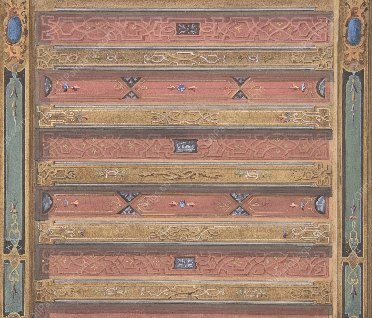 Design for Salon Ceiling, Chateau de Cange  by Jules-Edmond-Charles Lachaise - Hand-Painted Oil Painting Reproduction