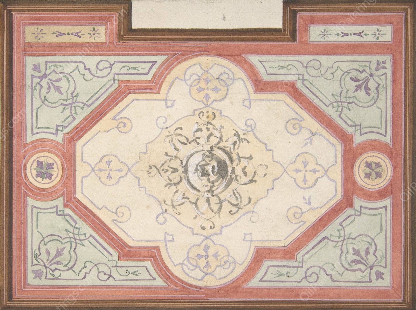 Design for the decoration of a ceiling  by Jules-Edmond-Charles Lachaise - Hand-Painted Oil Painting Reproduction