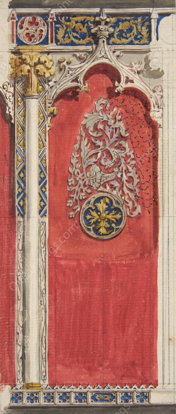 Design for the decoration of a gothic niche  by Jules-Edmond-Charles Lachaise - Hand-Painted Oil Painting Reproduction