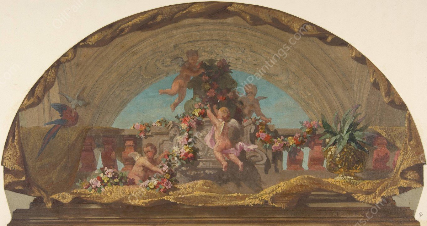 Design for the Decoration of a Lunette on the Staircase, Hotel de Pless, Berlin  by Jules-Edmond-Charles Lachaise - Hand-Painted Oil Painting Reproduction