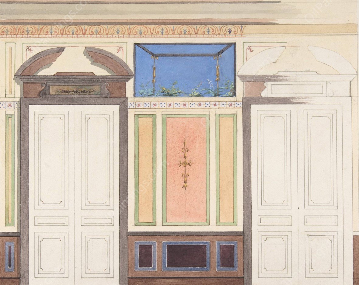 Design for Wall Elevation, Hotel Candamo  by Jules-Edmond-Charles Lachaise - Hand-Painted Oil Painting Reproduction