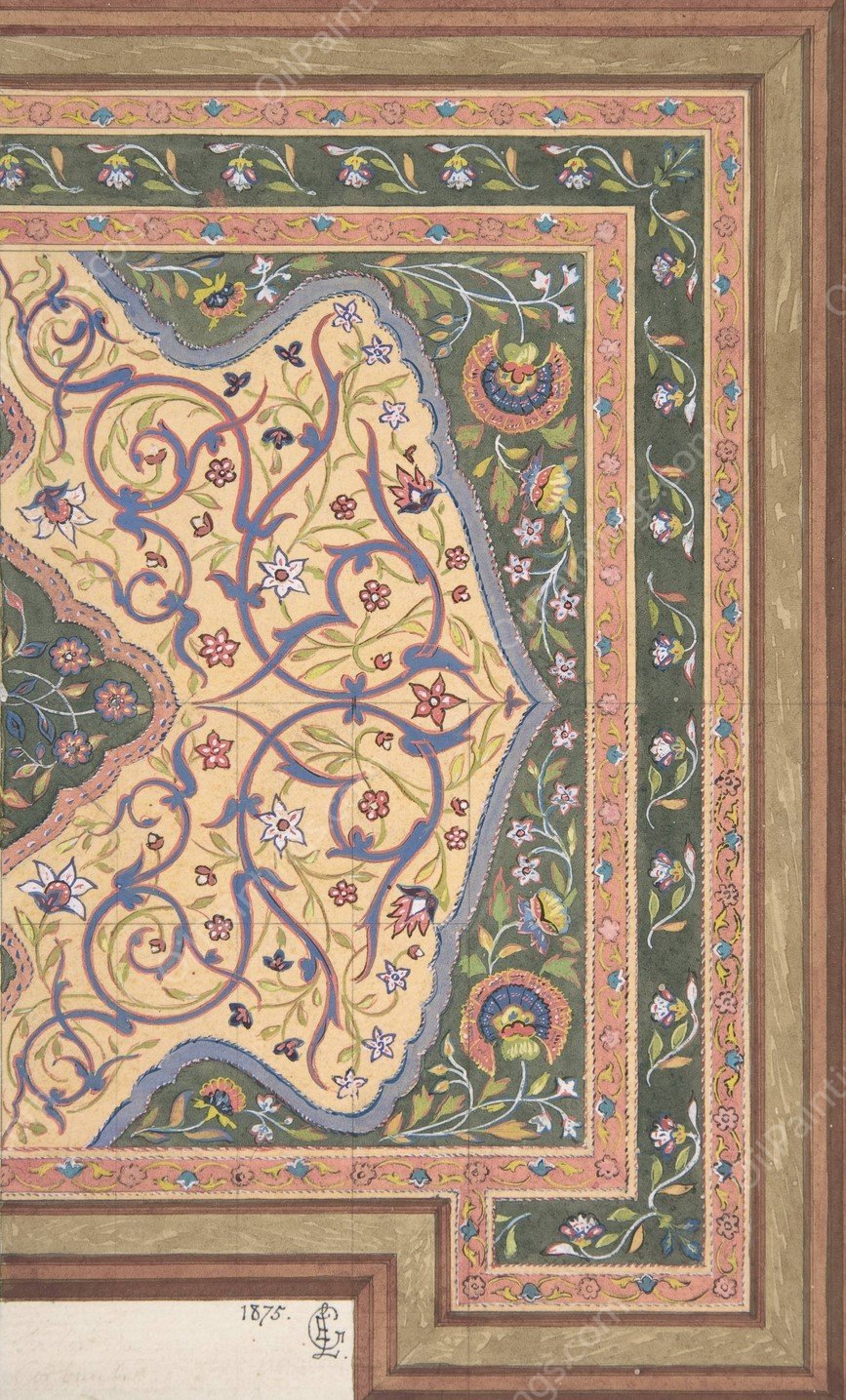 Islamic Ceiling Design for Deepdene, Dorking, Surrey  by Jules-Edmond-Charles Lachaise - Hand-Painted Oil Painting Reproduction