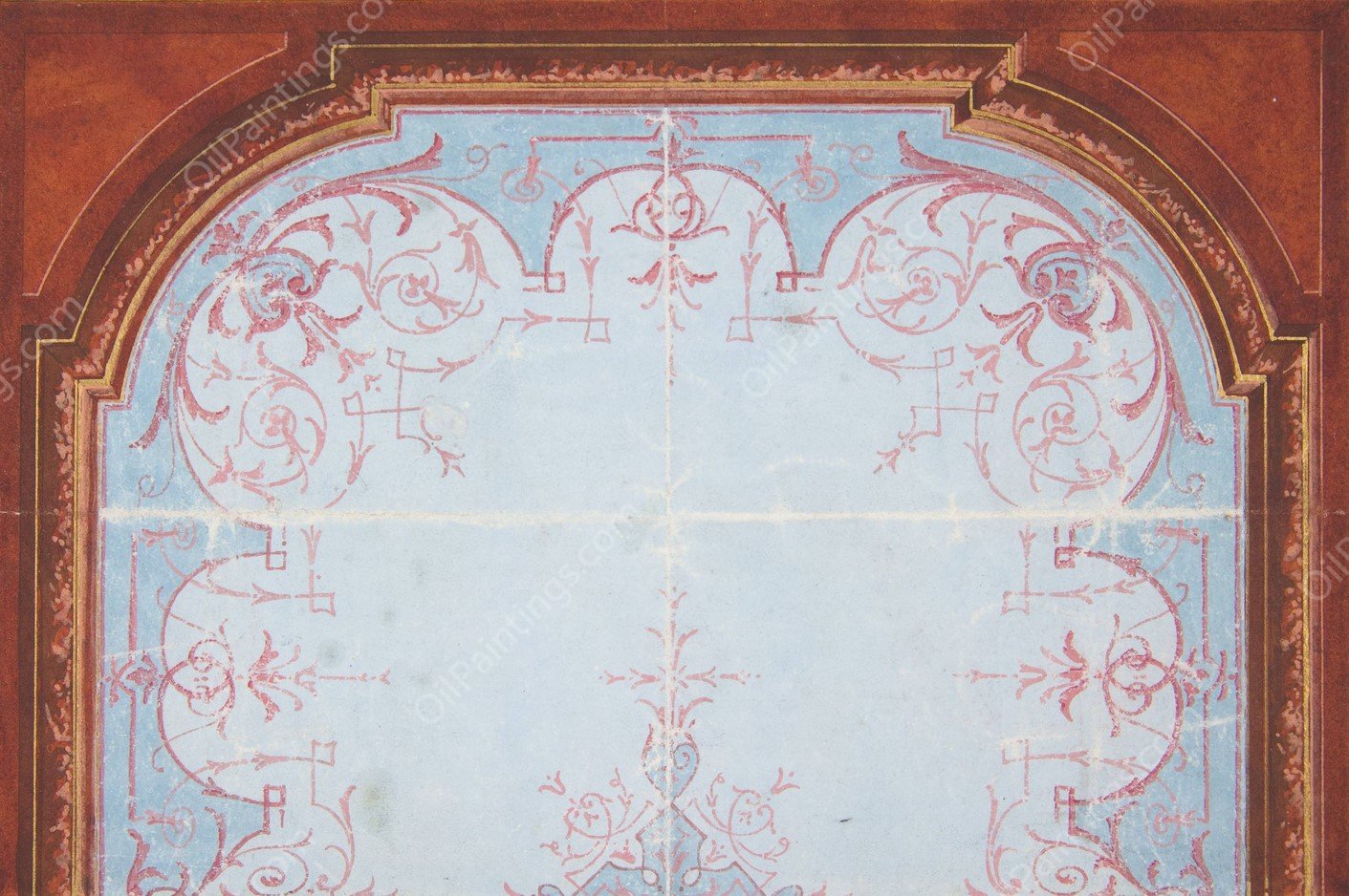 Partial design for painted ceiling  by Jules-Edmond-Charles Lachaise - Hand-Painted Oil Painting Reproduction