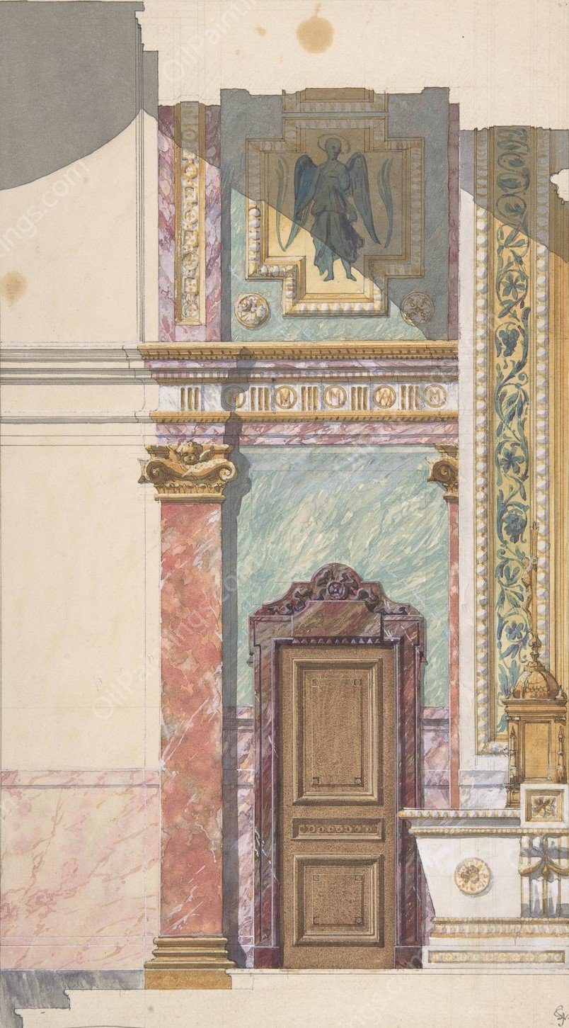 Side View of Design for Altar  by Jules-Edmond-Charles Lachaise - Hand-Painted Oil Painting Reproduction