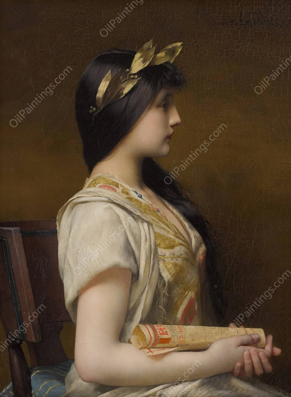 Sappho by Jules Joseph Lefebvre - Hand-Painted Oil Painting Reproduction