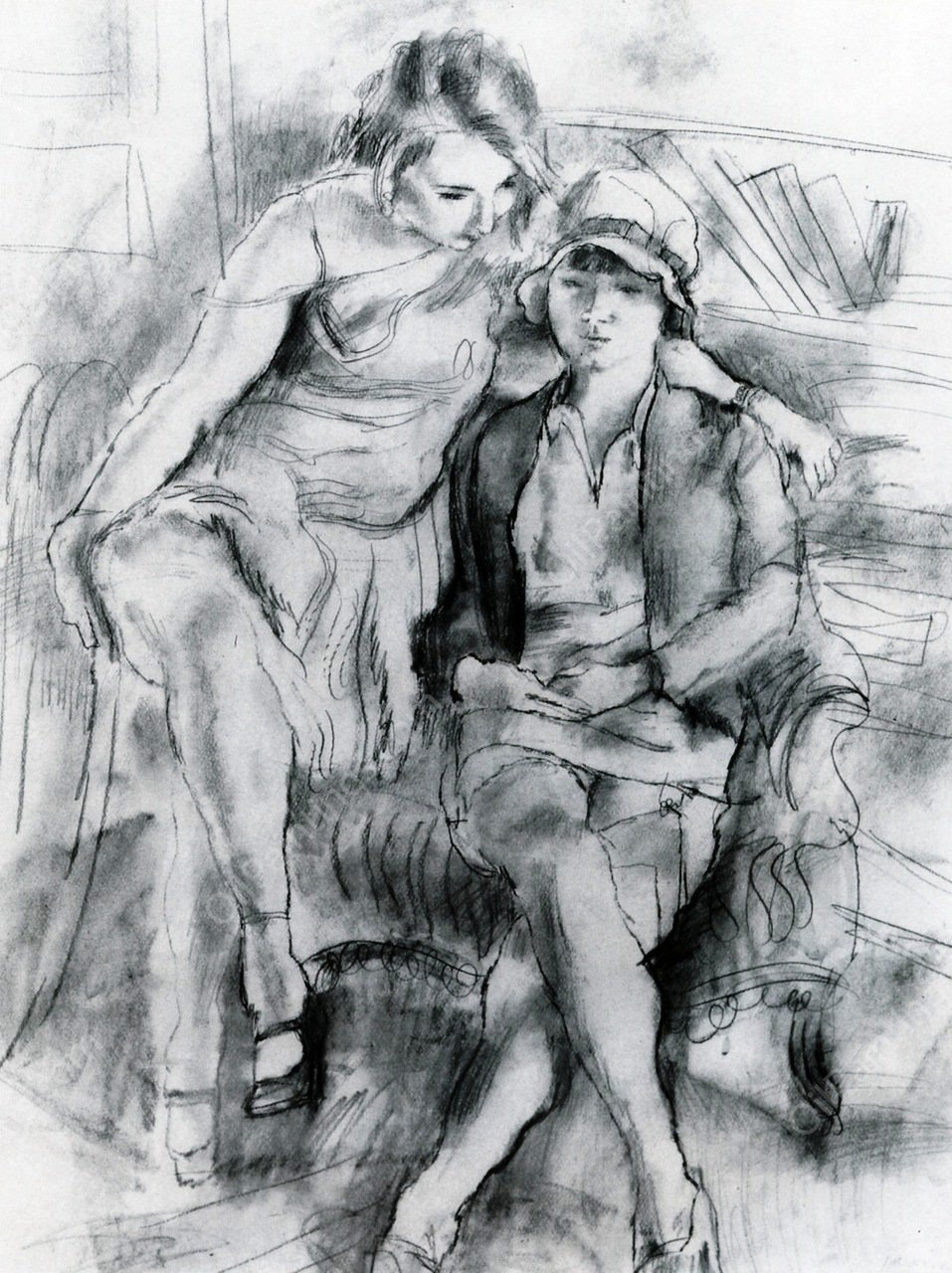 Friends by Jules Pascin - Hand-Painted Oil Painting Reproduction