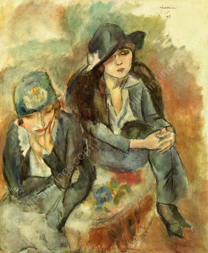 Hermine David and Friend by Jules Pascin - Hand-Painted Oil Painting Reproduction