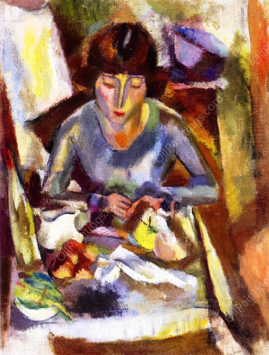 Hermine David at the Table by Jules Pascin - Hand-Painted Oil Painting Reproduction