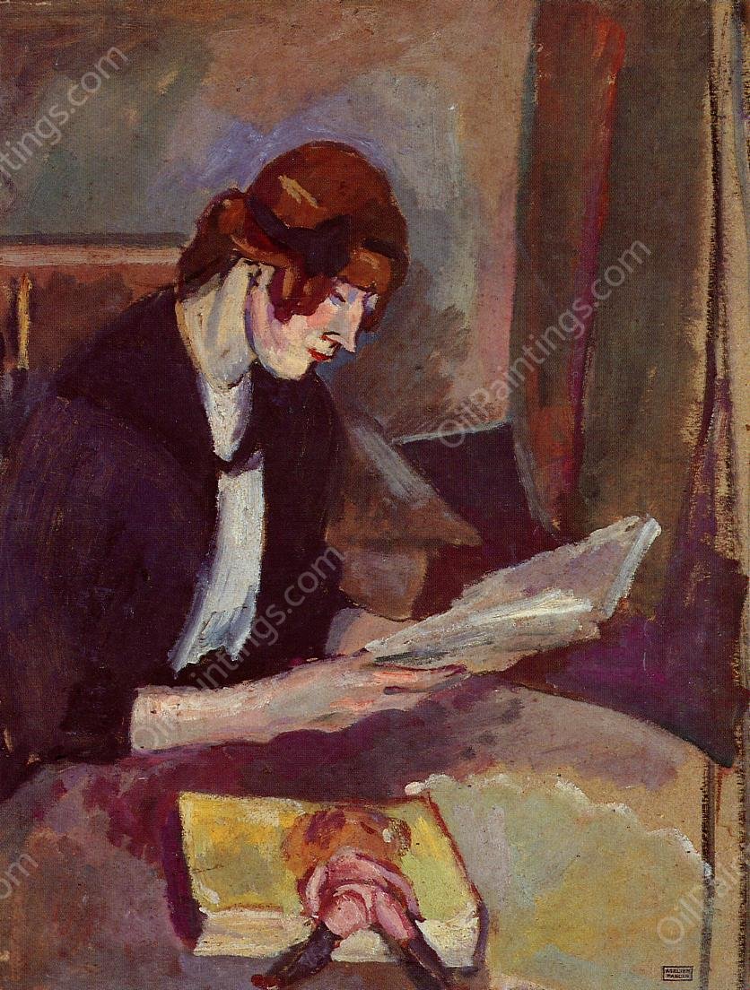 Hermine David Reading by Jules Pascin - Hand-Painted Oil Painting Reproduction