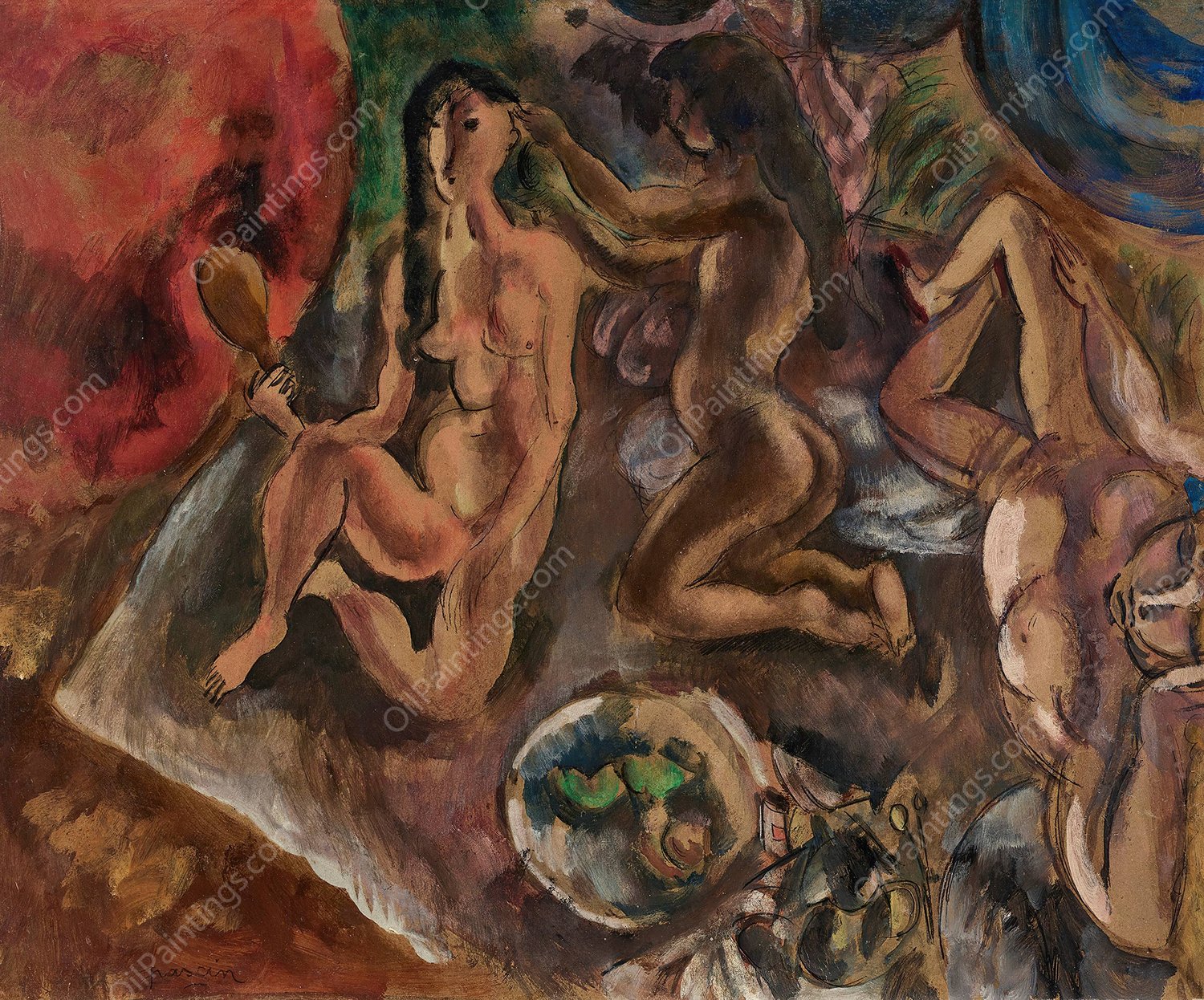 La toilette aux tropiques  by Jules Pascin - Hand-Painted Oil Painting Reproduction