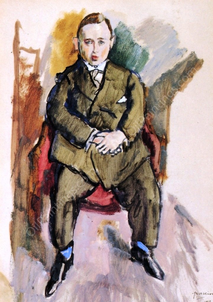 Man in an Armchair by Jules Pascin - Hand-Painted Oil Painting Reproduction