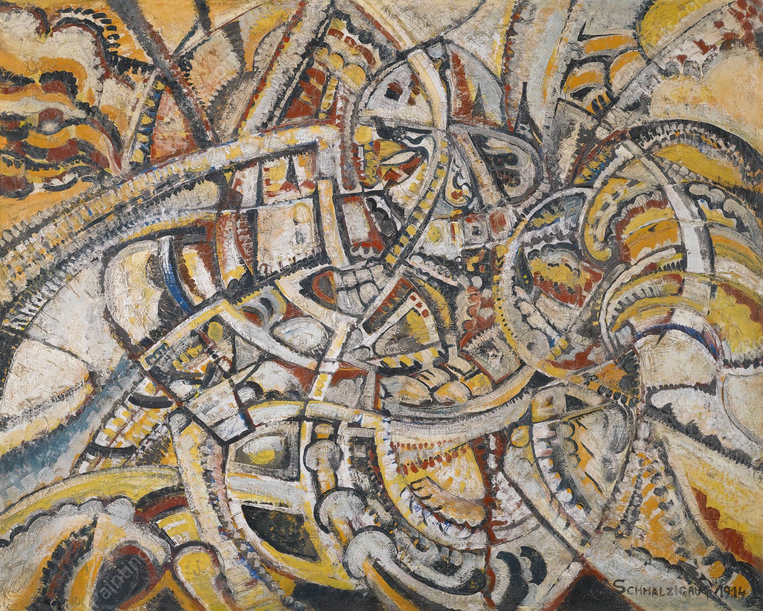 Composition Futuriste  by Jules Schmalzigaug - Hand-Painted Oil Painting Reproduction