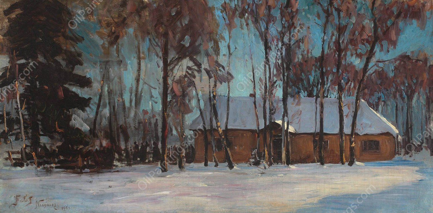Cottage in Nesvizh  by Julian Falat - Hand-Painted Oil Painting Reproduction