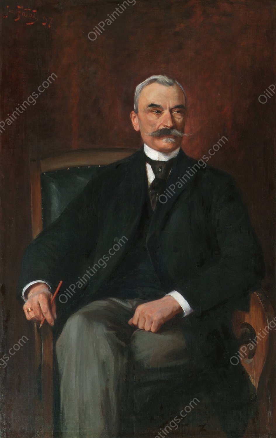 Dr. Stanislaus Ritter von Madeyski  by Julian Falat - Hand-Painted Oil Painting Reproduction