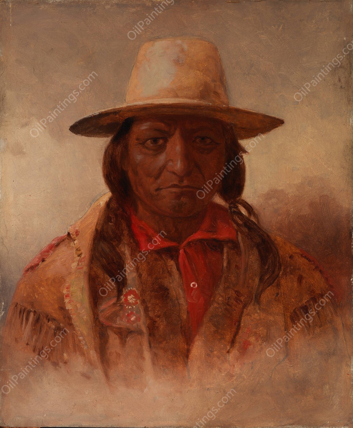 Sitting Bull by Julian Scott - Hand-Painted Oil Painting Reproduction