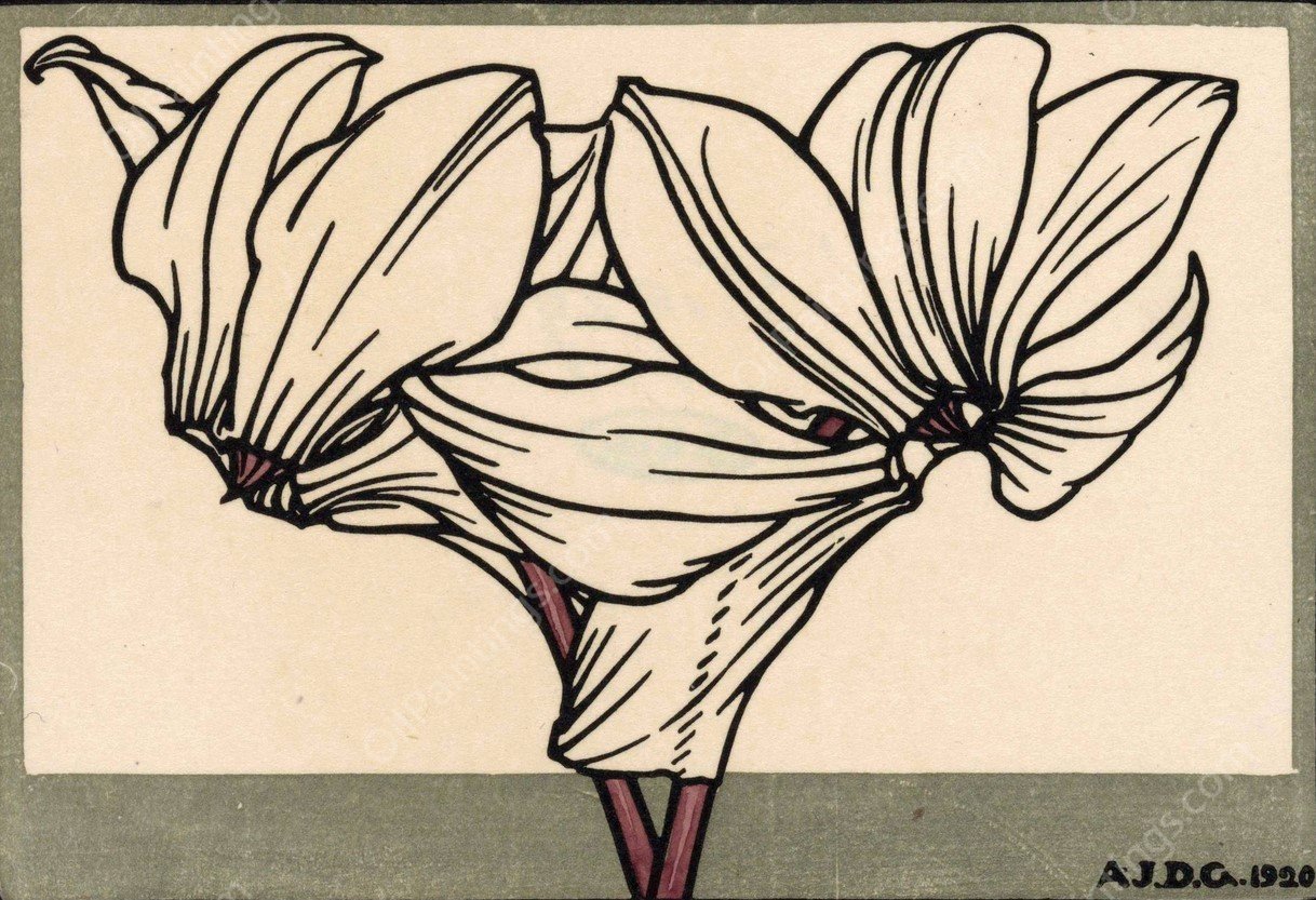 Cyclamen  by Julie De Graag - Hand-Painted Oil Painting Reproduction