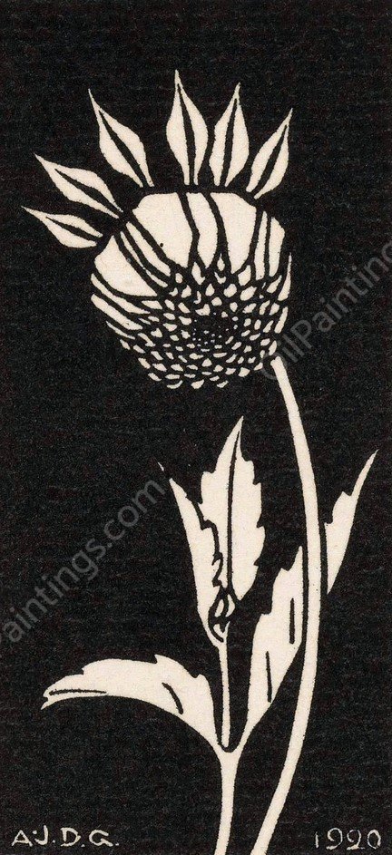 Dahlia  by Julie De Graag - Hand-Painted Oil Painting Reproduction