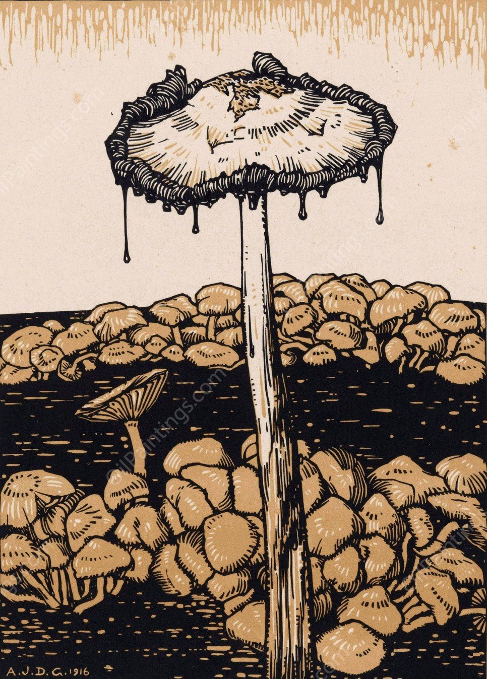 Druipende paddenstoel  by Julie De Graag - Hand-Painted Oil Painting Reproduction