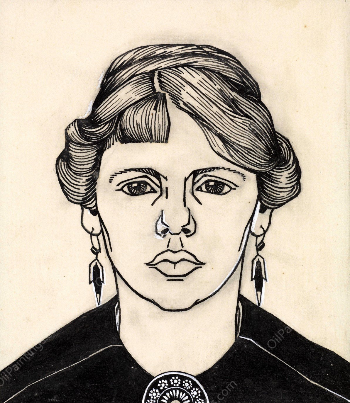 Portret van een vrouw, van voren  by Julie De Graag - Hand-Painted Oil Painting Reproduction