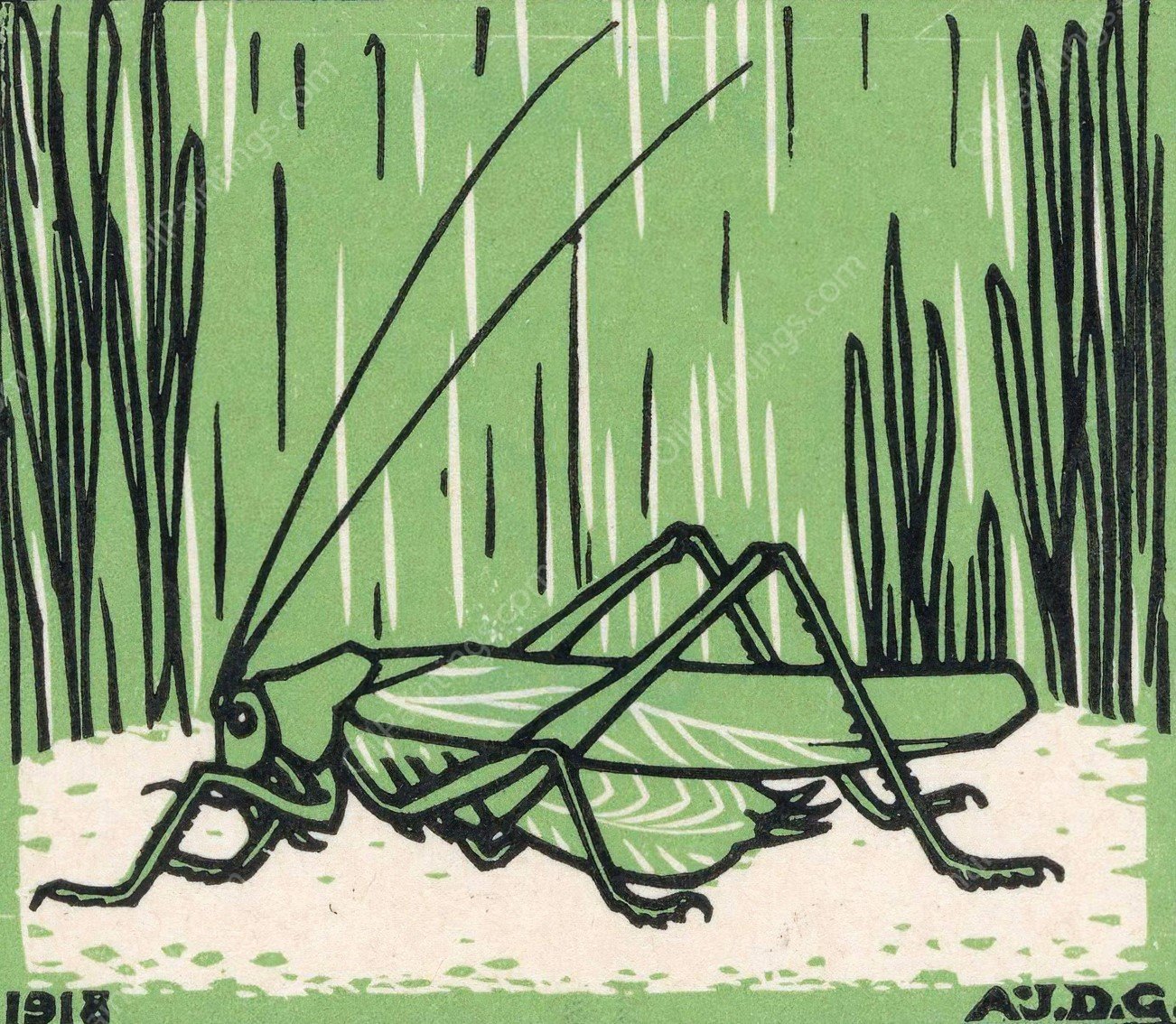 Sprinkhaan  by Julie De Graag - Hand-Painted Oil Painting Reproduction