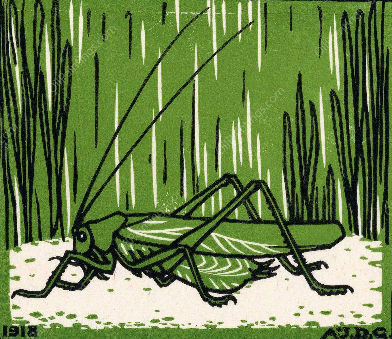 Sprinkhaan  by Julie De Graag - Hand-Painted Oil Painting Reproduction