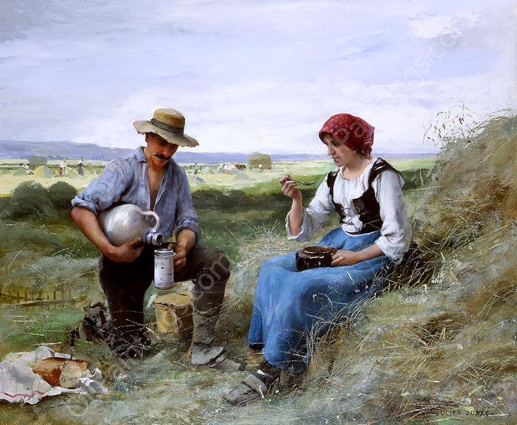 Le Dejeuner de Faneuse by Julien Dupre - Hand-Painted Oil Painting Reproduction