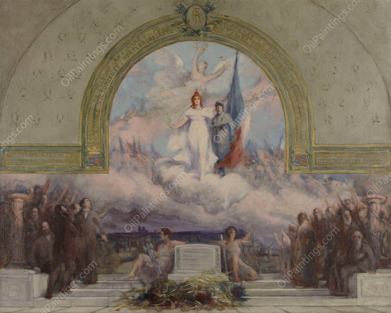 Allegorie aux morts de la premiere guerre mondiale  by Julien Louis Tavernier - Hand-Painted Oil Painting Reproduction