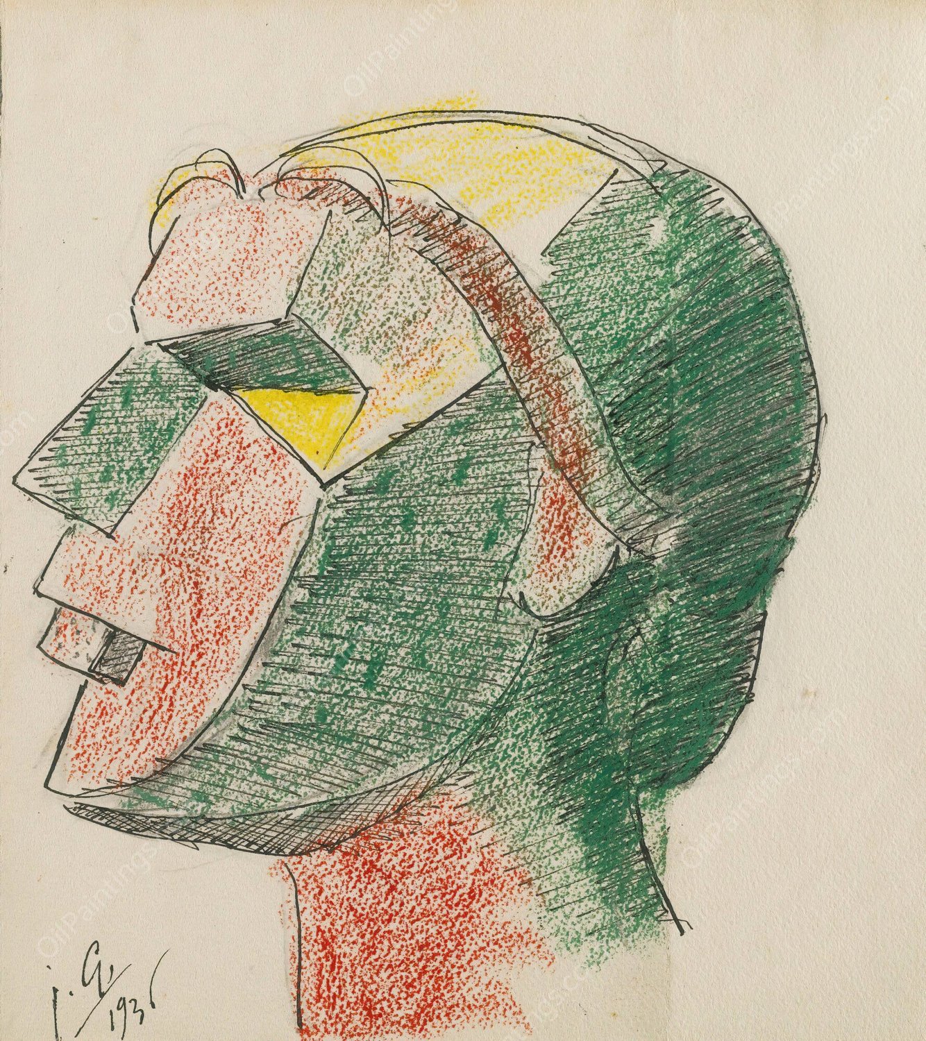 Tete De Femme  by Julio Gonzalez - Hand-Painted Oil Painting Reproduction