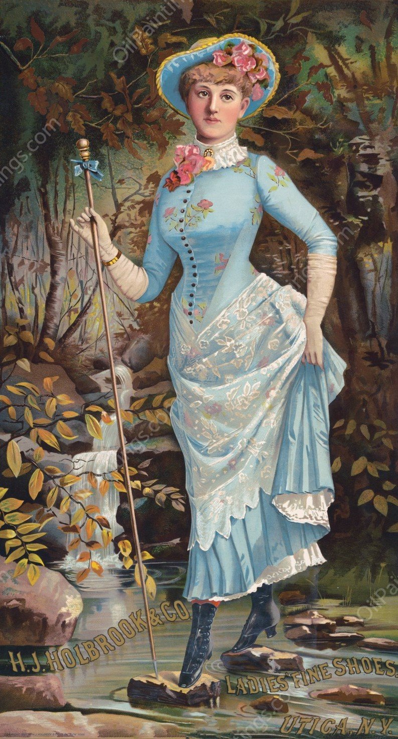 H.J. Holbrook and Co., ladies fine shoes  by Julius Bien - Hand-Painted Oil Painting Reproduction