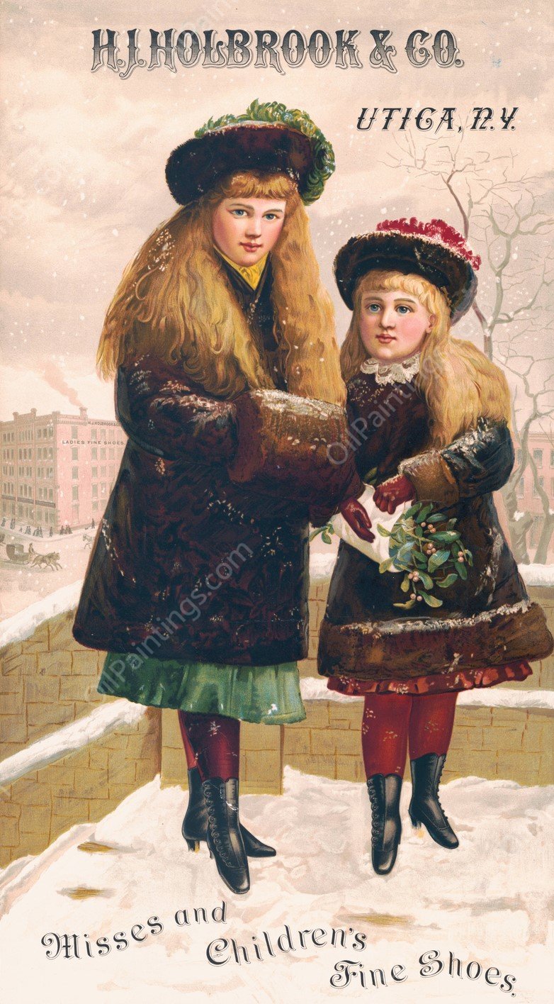 H.J. Holbrook and Co., Utica, N.Y., misses and children fine shoes  by Julius Bien - Hand-Painted Oil Painting Reproduction
