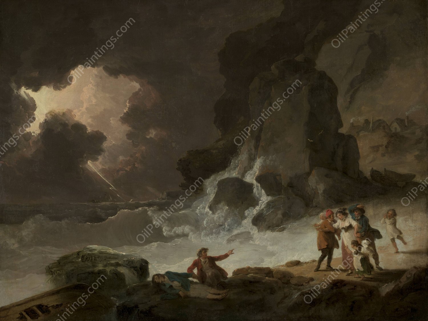 A Storm Behind the Isle of Wight by Julius Caesar Ibbetson - Hand-Painted Oil Painting Reproduction