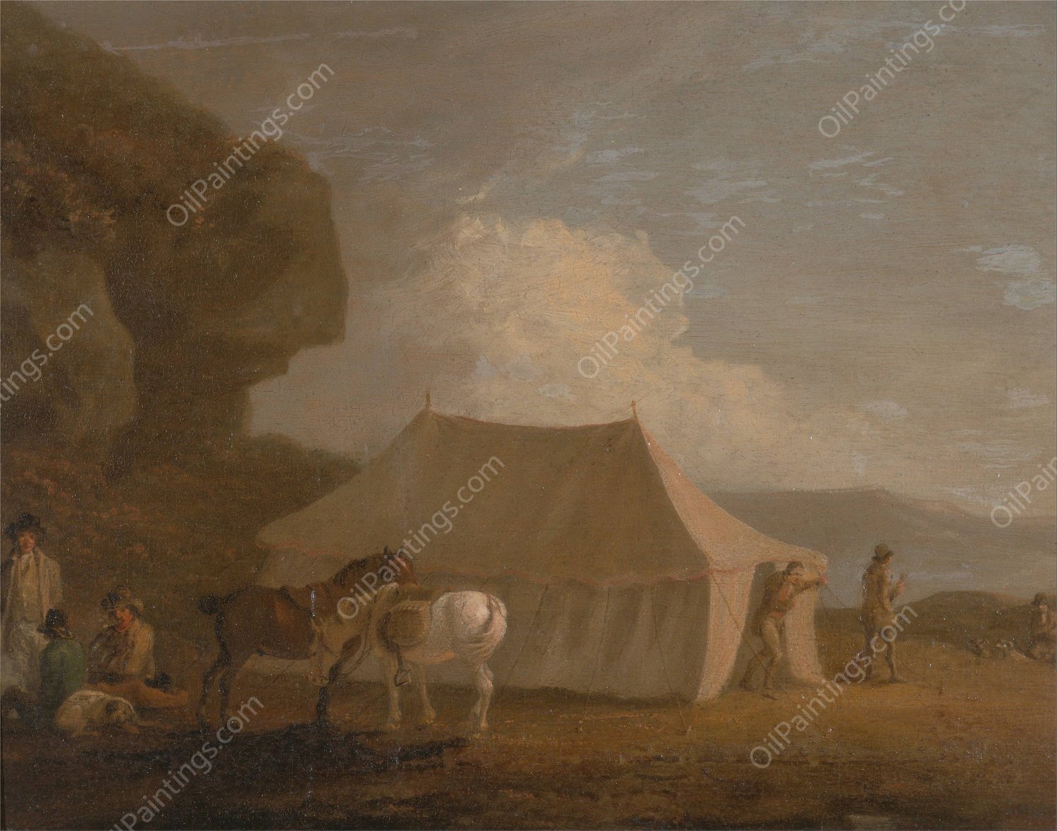 The Shooting Party  by Julius Caesar Ibbetson - Hand-Painted Oil Painting Reproduction