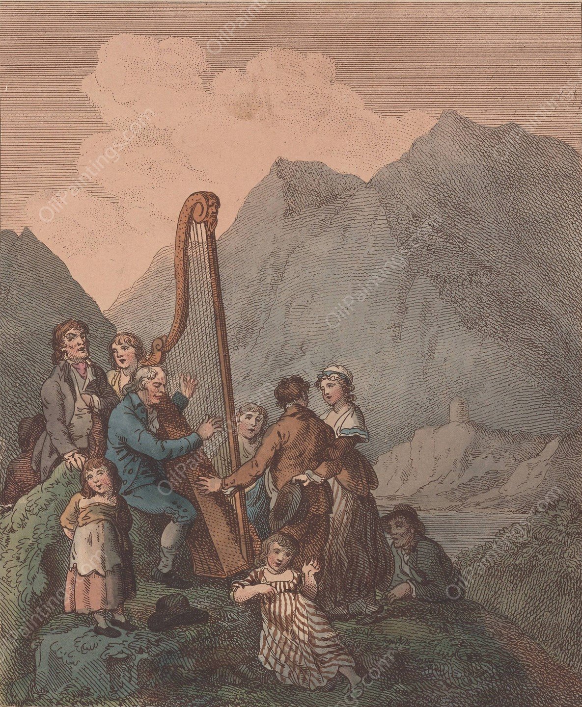 The Welsh bard by Julius Caesar Ibbetson - Hand-Painted Oil Painting Reproduction