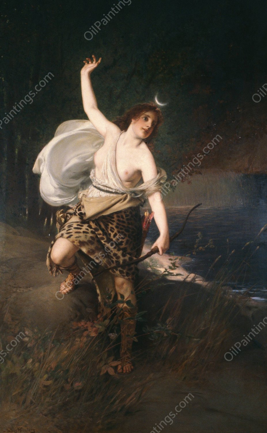 Diana by Julius Kronberg - Hand-Painted Oil Painting Reproduction