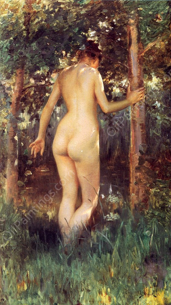 Study of a Nude Woman by Julius Leblanc Stewart - Hand-Painted Oil Painting Reproduction