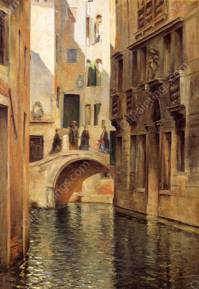 Venetian Canal by Julius Leblanc Stewart - Hand-Painted Oil Painting Reproduction