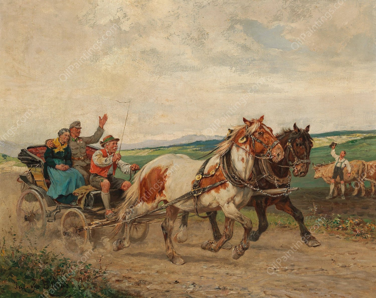 The Homecoming by Julius Von Blaas - Hand-Painted Oil Painting Reproduction