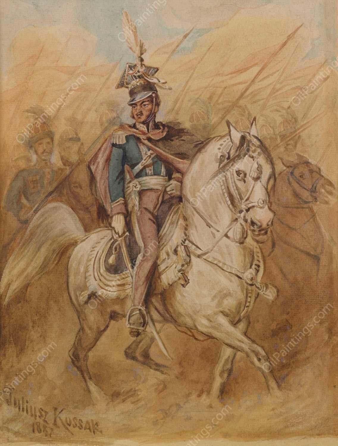 General Poniatowski  by Juliusz Kossak - Hand-Painted Oil Painting Reproduction
