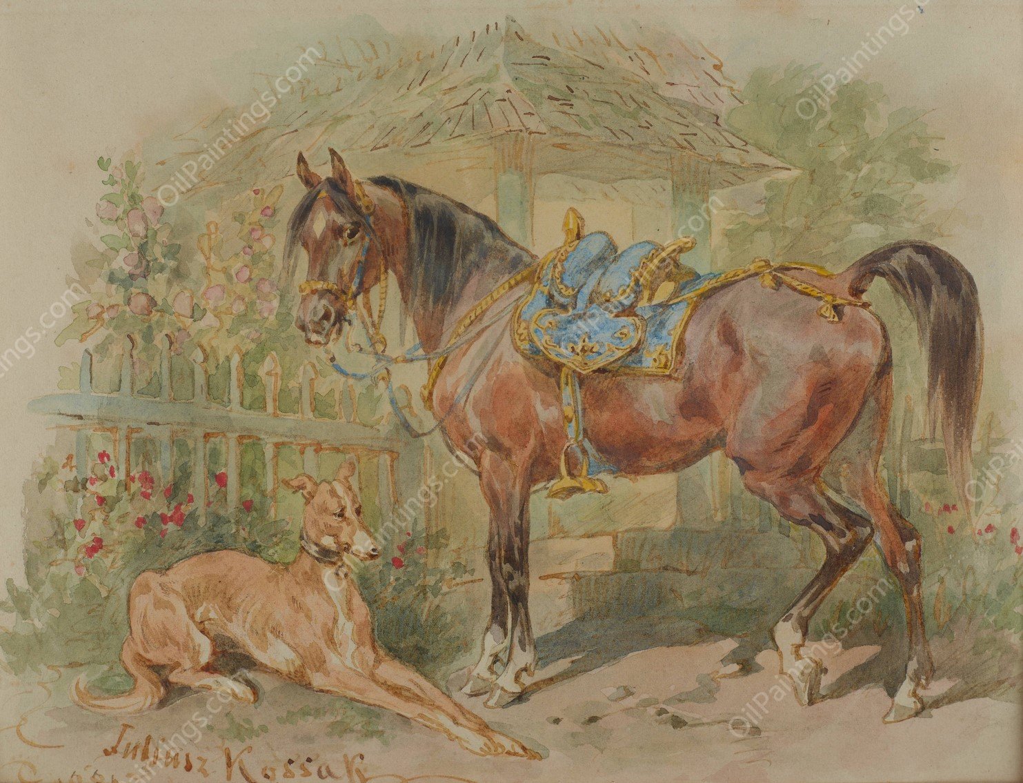 Rest  by Juliusz Kossak - Hand-Painted Oil Painting Reproduction