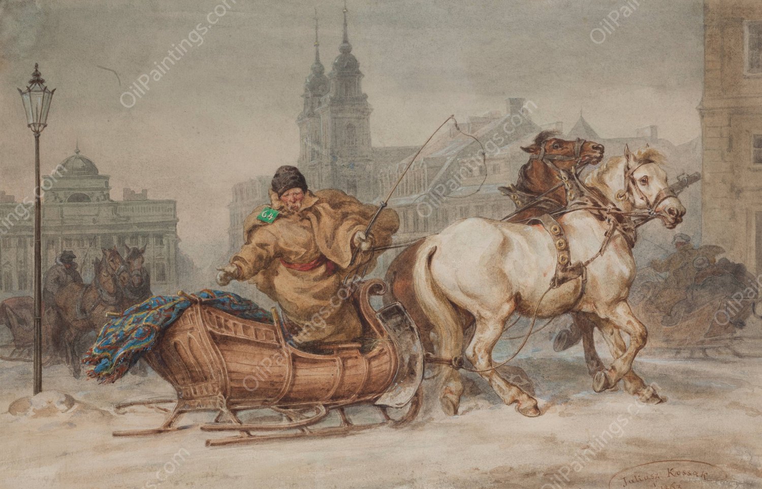 Warsaw coachman  by Juliusz Kossak - Hand-Painted Oil Painting Reproduction