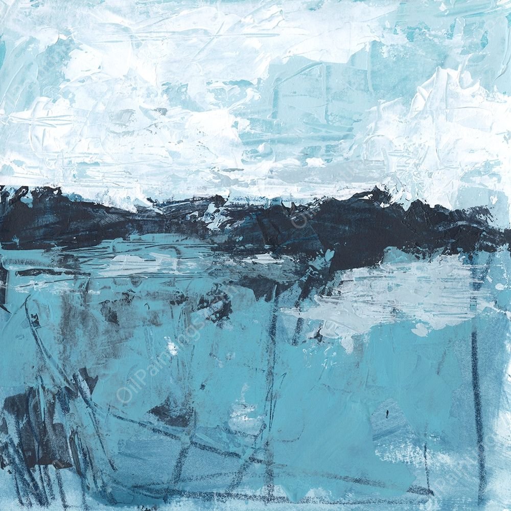 Blue Coast Abstract II by June Erica Vess - Hand-Painted Oil Painting Reproduction