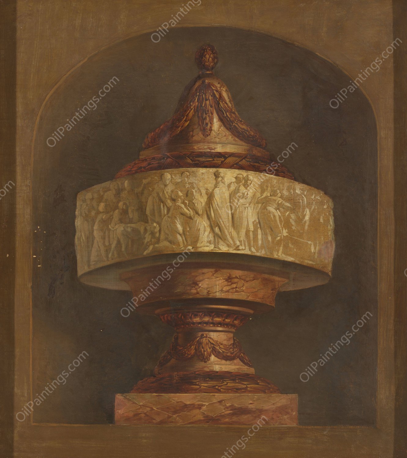 Behangselschildering met siervaas  by Jurriaan Andriessen - Hand-Painted Oil Painting Reproduction