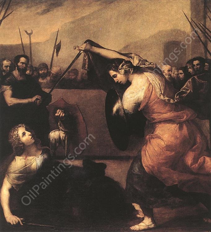 The Duel of Isabella de Carazzi and Diambra de Pottinella by Jusepe De Ribera - Hand-Painted Oil Painting Reproduction