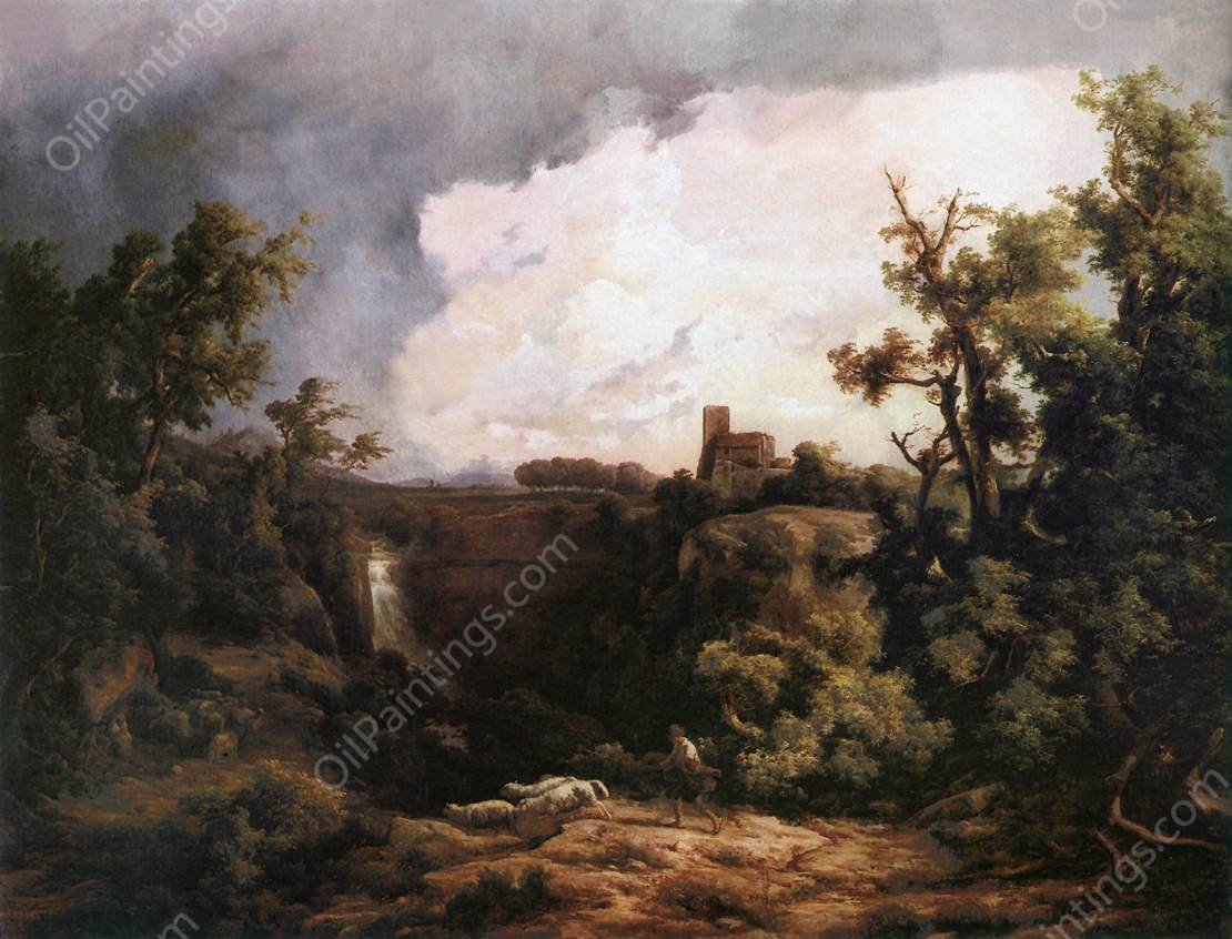 Aqua Nera Near Rome by Karoly Marko The Elder - Hand-Painted Oil Painting Reproduction