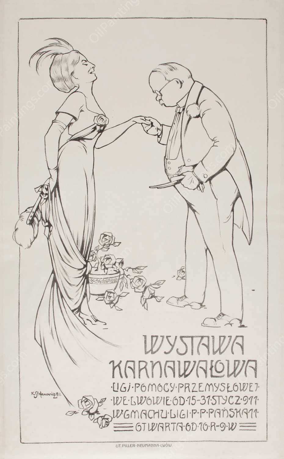 Wystawa Karnalowa Ligi Pomocy Przemyslowej  by Kajetan Stefanowicz - Hand-Painted Oil Painting Reproduction