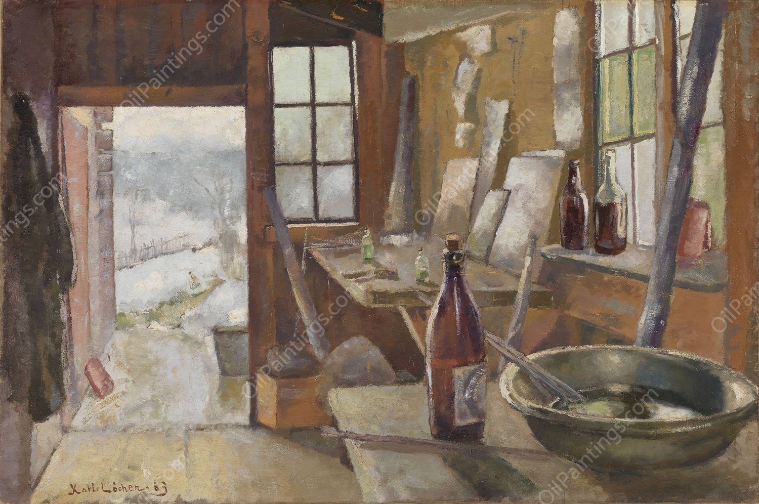 The Studio at Modum  by Kalle Lochen - Hand-Painted Oil Painting Reproduction