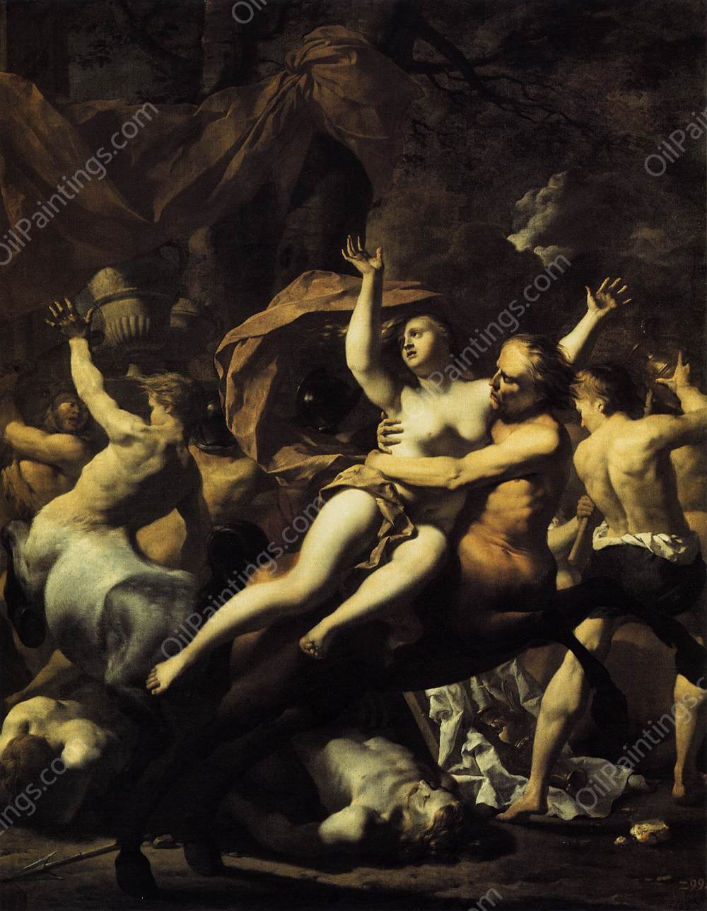 The Battle of Centaurs and Lapiths at Hippodamia's Wedding by Karel Dujardin - Hand-Painted Oil Painting Reproduction