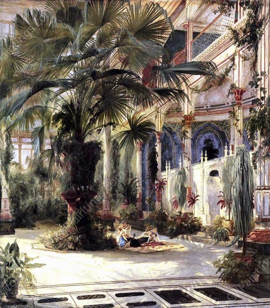 In the Palm House in Potsdam by Karl Blechen - Hand-Painted Oil Painting Reproduction