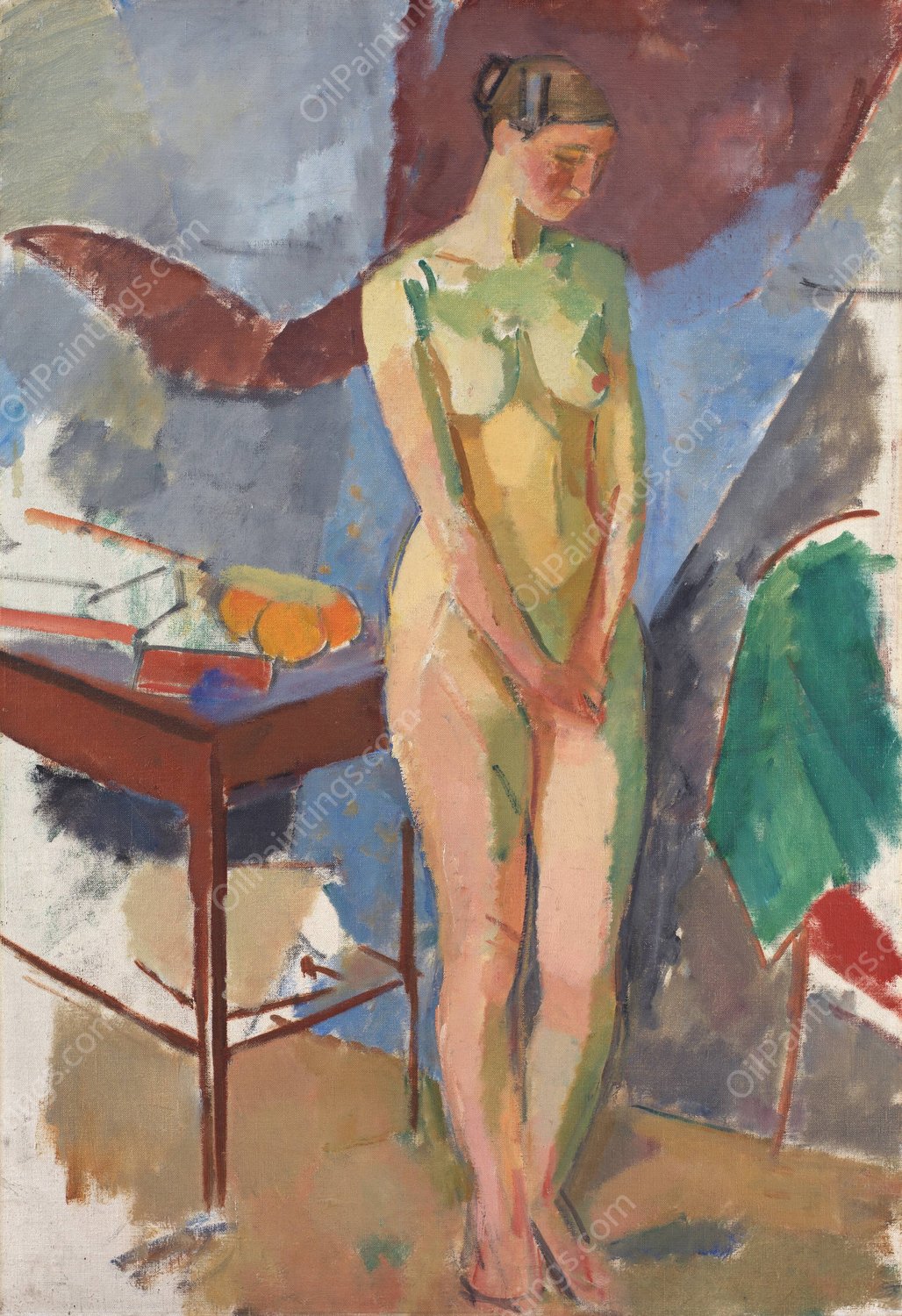 Standing Female Nude  by Karl Isakson - Hand-Painted Oil Painting Reproduction