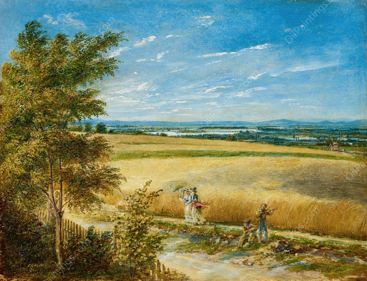 Die Donau mit der alten Reichsbrucke  by Karl Joseph Aloys Agricola - Hand-Painted Oil Painting Reproduction